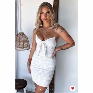 Bachelorette Wedding Shower Club Brunch Resort Tie Front Mini Dress